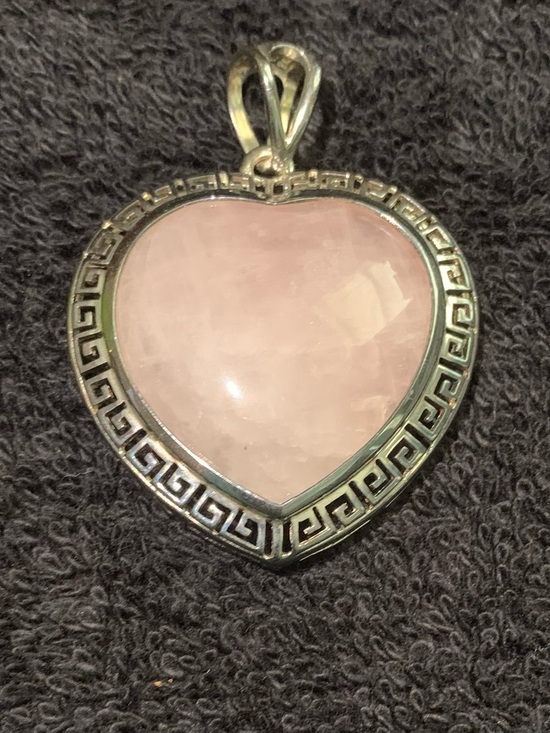 Jewelry - Sterling Sliver Heart-Shaped Rose Quartz Pendant
